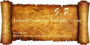 Istvánovits Patrícius névjegykártya